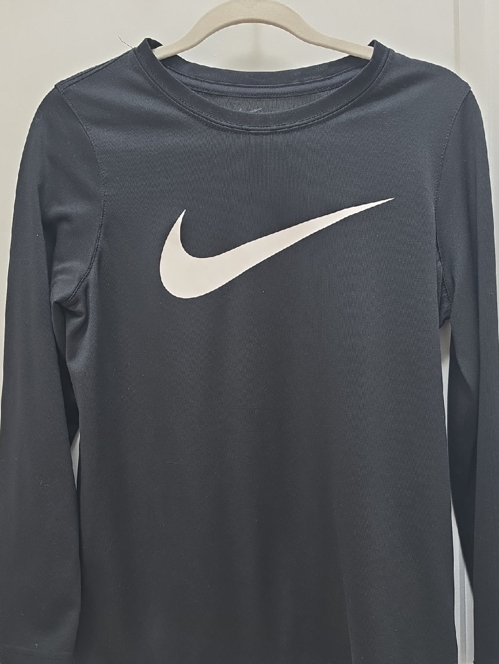 Nike Black Long Sleeve Top with White Swoosh Logo